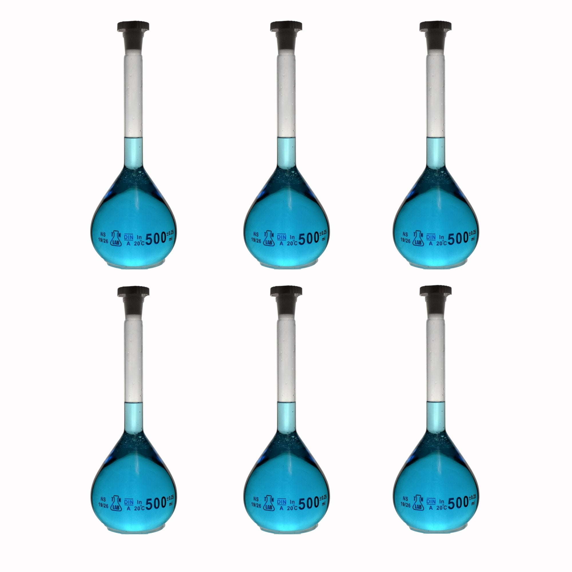 Volumetric Flask 500 ml Borosilicate Glass 19/26 Joint Class A Accuracy