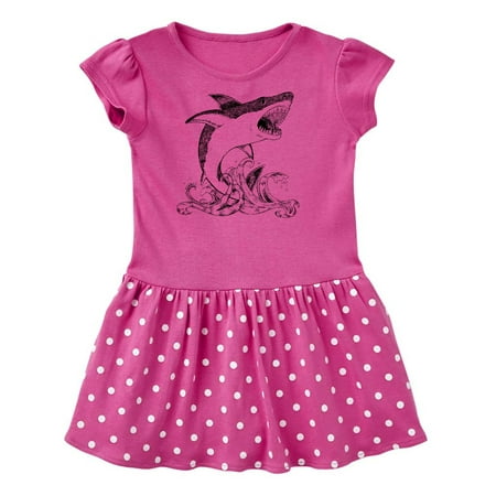 

Inktastic Great White Shark Jumping in Black Gift Toddler Girl Dress