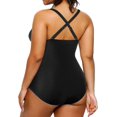 thumbnail image 2 of GHSDFBB Women Plus Size One Piece Swimsuits V Neck Tummy Control Bathing Suits Retro Ruched Swimwear, 2 of 5