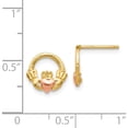 thumbnail image 3 of 14K Two-Tone Claddagh Post Earrings (10 X 10) Made In Peru tf397, 3 of 5
