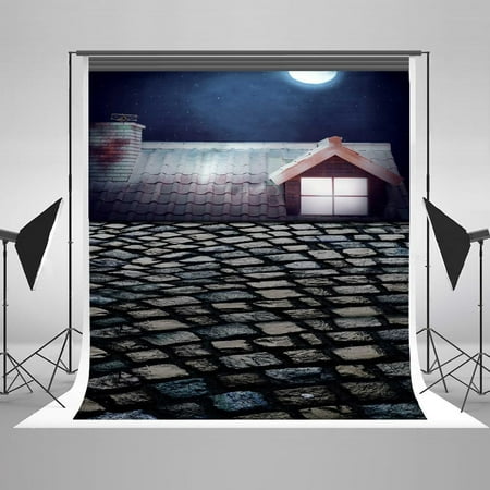 Image of ZHANZZK Literary Outdoor Scene Chimney Roof Fantasy Moon Night Photo Backdrops for Photography Studio Props 5x7ft