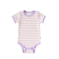thumbnail image 3 of Krdevn Baby Striped Bodysuit, Ribbed Knit Short Sleeve Romper with Contrast Trim, Soft Comfortable Summer Playwear for Boys & Girls,0-3 Months, 3 of 3