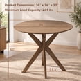 RUIE Round Wood Dining Table with Intersecting Pedestal Base, 36 Inch ...