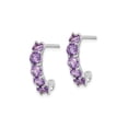 thumbnail image 2 of Gem & Harmony Amethyst J-Hoop Earrings in Sterling Silver for Women, 2 of 5
