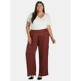thumbnail image 2 of Terra & Sky Black Label Women's Plus Size Satin Mid Rise Pants, 30" Inseam, 0X-4X, 2 of 5