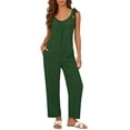 thumbnail image 6 of PWPSG Womens Spaghetti Strap Bow Shoulder Jumpsuit Scoop Neck Wide Leg Pants with Side Pockets Green M, 6 of 6