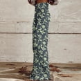thumbnail image 4 of Women's Imitation Denim Wide Leg Pants Plus Size Floral Print Button Closure Pocket Zipper Casual Pants for Daily Wear (S, Beige), 4 of 6