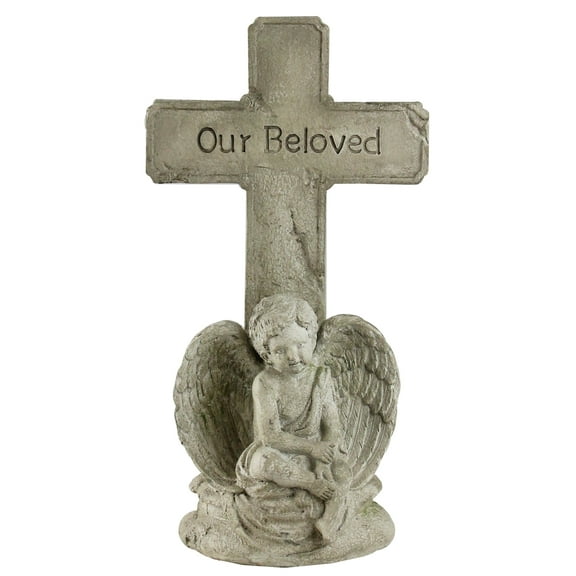 Roman Our Beloved Memorial Cross Outdoor Garden Statue - 11.75"