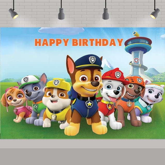 PAW Patrol Birthday Party Backdrop | Photo Banner | Birthday Theme Decoration (Color-23,W:59" L:83")