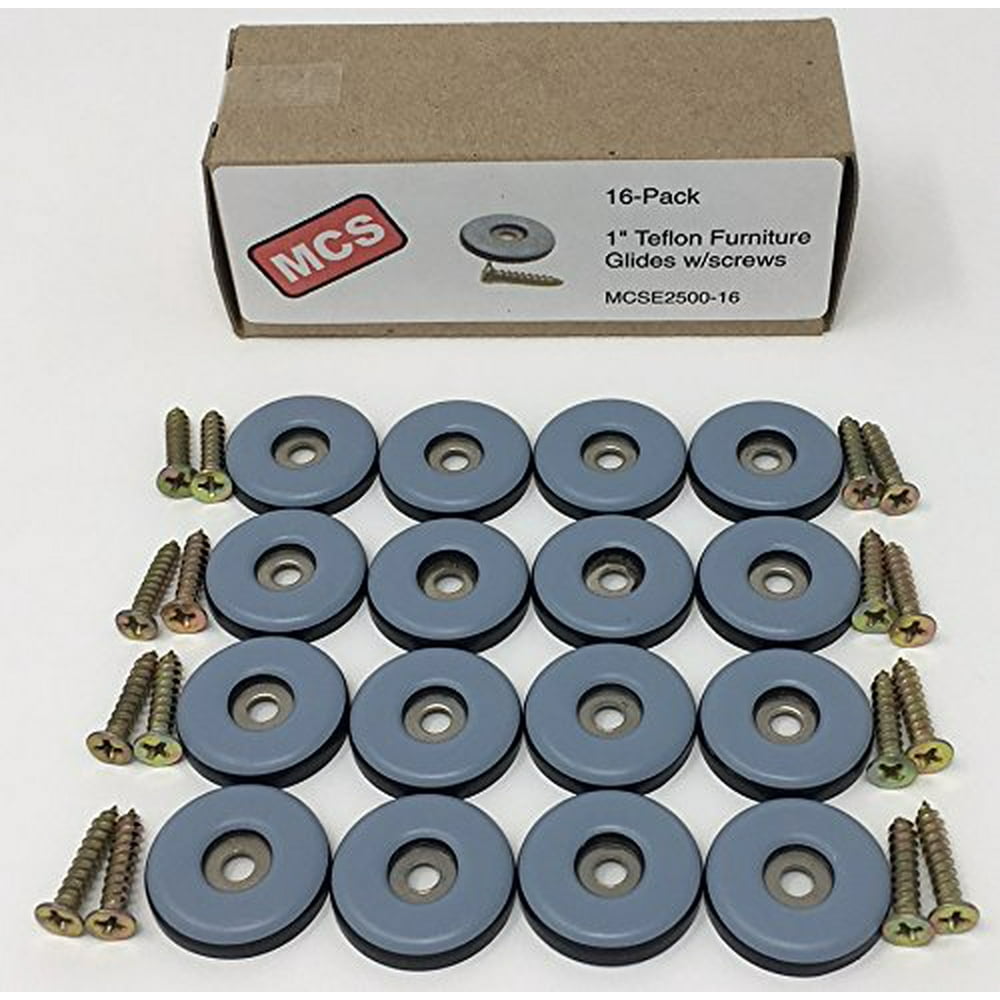 MCSE250016 1" Screwon PTFE(Teflon) Furniture Glide 16 Pack