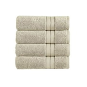 Bergamo 4 Piece Spun loft Fabric Towels with Striped Pattern The Urban Port, Cream- Saltoro Sherpi