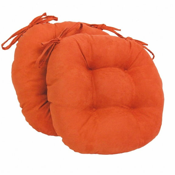 Blazing Needles 16-inch Solid Micro Suede Round Tufted Chair Cushions (Set of 2)