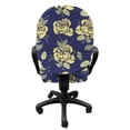 thumbnail image 3 of Floral Office Chair Slipcover, Repetitive Grunge Style Flowers Blossoms Leaves Illustration Pattern, Protective Stretch Decorative Fabric Cover, Standard Size, Dark Sky Blue Multicolor, by Ambesonne, 3 of 5