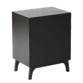 thumbnail image 7 of COZAYH Modern Farmhouse Nightstand, Drawer with Handcrafted Wood Ring Motif, 2-Drawer Black Nightstand with Short Iron Legs and Handles, 7 of 7