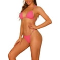 thumbnail image 4 of INSPIRE CHIC Women's Chain Halter Bikini Sets, 2 Piece Ribbed Lace Up Tie Back Triangle Bottoms Swimwear Bathing Suits Large Hot Pink, 4 of 5