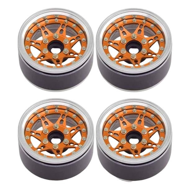 4 llantas de aleación de aluminio de 1,9" para RC Crawler Beadlock de 1/10, fáciles de instalar Naranja