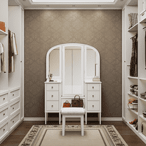 OUDOSPRS Deluxe Vanity Set - Triple Mirror Dressing Table with 6 Drawers, White