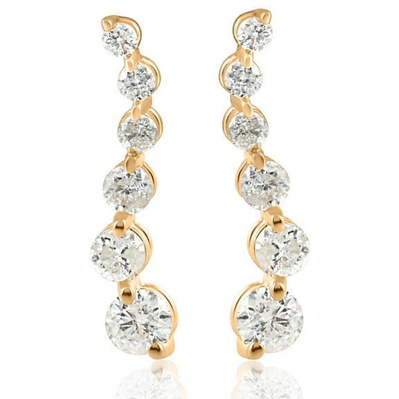 Pompeii Ladies 1/2ct Diamond Journey Earrings 14K Yellow Gold (I/J,I2)