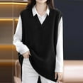 thumbnail image 5 of YueHuiYing Women Sweater Vest Oversized V Neck Sleeveless Knit Pullover Ribbed with Comfy Pockets, 5 of 6