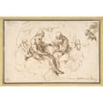 thumbnail image 2 of Simone Cantarini 14x11 Black Ornate Wood Framed Double Matted Museum Art Print Titled: The Holy Trinity in Glory (1612-48), 2 of 5