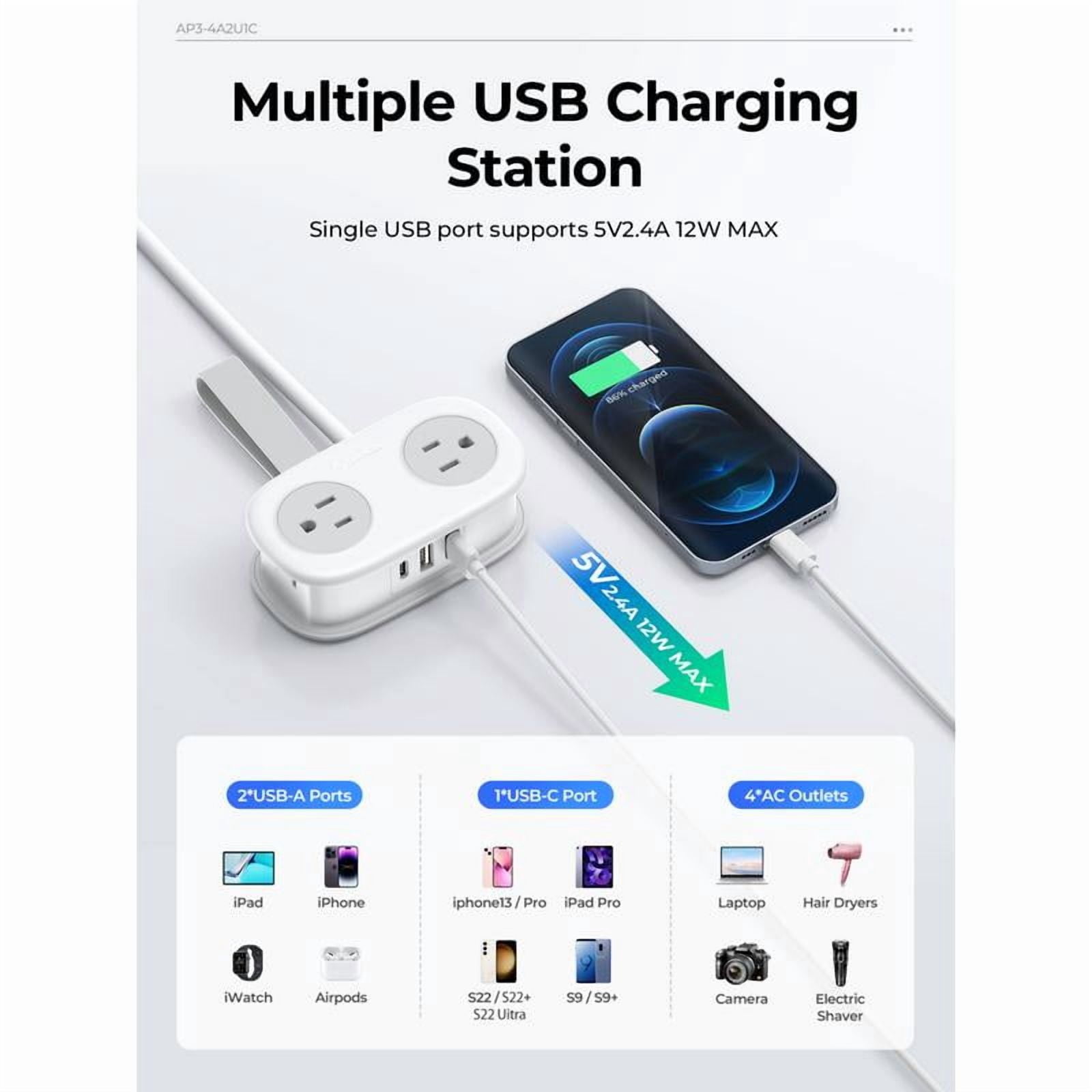 Travel Power Strip, ORICO 4 Outlets 3 USB Ports (1 USB C) with 4FT Wrapped Short Extension Cord Small Power Strip, Compact for Hotel Travel Essentials Cruise Approved