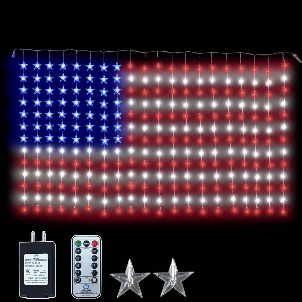Russell Decor LED Patriot American Flag curtain Lights Independence Day