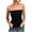 Black, variant on Womens Strapless Smocked Tube Top Soft Stretchy Pleated Peplum Bandeau Blouse Tank Frill Shirred Ruffle Hem Sleeveless Summer Y2K Tops Black L
