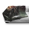 thumbnail image 3 of Fantasy World Soft Flannel Fleece Throw Blanket, Thunder Wrath in Viking Thorn Ship Floating in Fiery Waves Odin Narrative, Cozy Plush for Indoor and Outdoor Use, 60" x 80", Grey Orange, by Ambesonne, 3 of 6