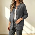 thumbnail image 4 of CHGBMOK Women Plus Size Round Neck Knit Cardigan Sweater Long Sleeve Button Down Casual Open Front Coat with Pockets Lightweight Fall Winter Outerwear, 4 of 8
