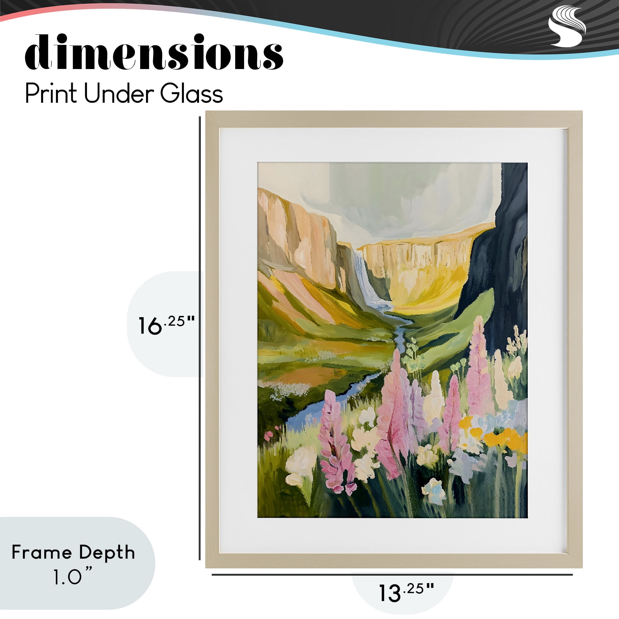 Stupell Industries Waterfall and Valley in Bloom Birch Framed Print Under Glass, design by The Prints Vibe