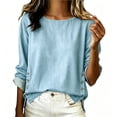 thumbnail image 5 of Levmjia Women Solid Color Denim Blouse Soft Breathable Denim Relaxed Loose Fit Long Sleeve Casual Pullover Shirt Office Commute Holiday Travel Daily Versatile Everyday Outfit, 5 of 7