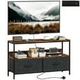 thumbnail image 1 of HOMCOM Meuble Télé avec Station de Recharge, Table Télé avec Rangement, Brun Rustique, 1 of 10