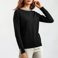 thumbnail image 2 of Lovskoo 2024 Sweaters for Women Beaded Pullover Sweater Round Neck Long Sleeve Knitwear Loose Bottom Blouse Black, 2 of 9