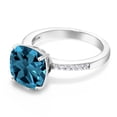 thumbnail image 5 of Gem Stone King 925 Sterling Silver London Blue Topaz Ring | 4.47 Cttw | 10MM Cushion | Gemstone Birthstone | Wedding Engagement Anniversary Promise Ring for Women, 5 of 7