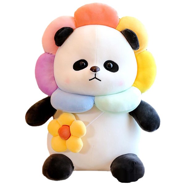 Lindo cojín para silla de panda, cómodo para la mano, encantador cojín de girasol, juguete de peluche de panda para dormitorio, 35 cm / 14 pulgadas
