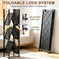 thumbnail image 3 of GARITIN Storage Shelves, 4 Tier Foldable Rolling Storage Rack with Wheels, No Assembly Metal Organizer Shelf for Garage, Kitchen, Basement, Pantry, Black, 3 of 7