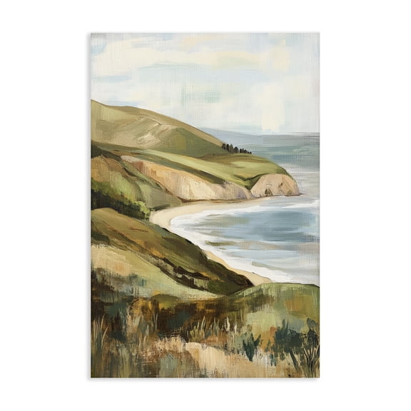 Stupell Industries Transitional Painted Cliffside Coastal Morning Light Canvas Art, 16 x 24, by Petals Prints Design