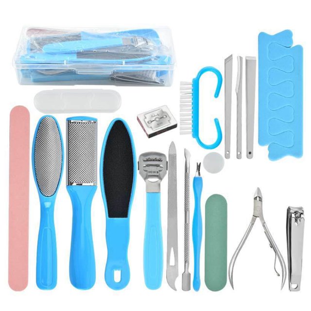 Yeacher 20 In 1 Pedicure Set Stainless Steel Foot File Foot Dead Skin Remover Professional Foot Care Kit Pedicure Tools