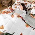 thumbnail image 5 of Erosebridal Pumpkin Harvest 7-Piece Twin Bedding,Fall Pumpkins Bedding Comforter Set,Cream,Reversible, 5 of 6