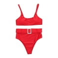 thumbnail image 4 of Babysbule Womens Swimsuits Clearance 2 Piece Set Women Solid Color High Waist Bikini Explosion Split Swimsuit, 4 of 9