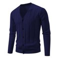 thumbnail image 7 of Levmjia Men's V-Neck Cardigan Acrylic Knit Sweater Basic Fall Fashion Lightweight Long Sleeve Pullover Layering Piece Comfortable Soft XS-2XL Multiple colors to choose from Navy, 7 of 7