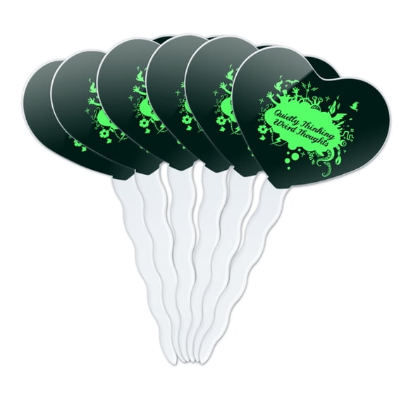 Quietly Thinking Weird Thoughts Funny Heart Love Cupcake Picks Toppers Decoration Set of 6