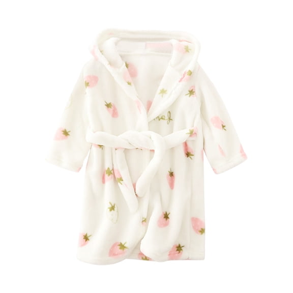 Cathalem Boy's Robe Baby Boys Hoodie Robes Toddler Bathrobes Kids Pajamas Sleepwear White 2-3 Years