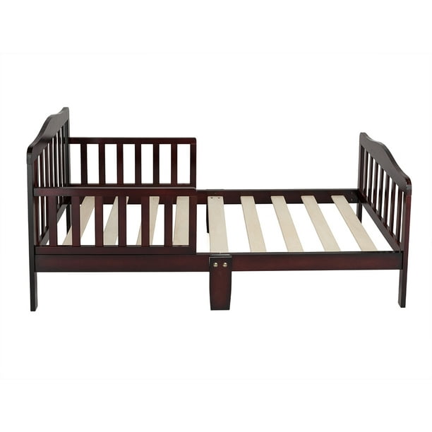 Lowestbest Wooden Toddler Bed Children Bedroom Furniture With Safety Guardrails Espresso Walmart Com Walmart Com