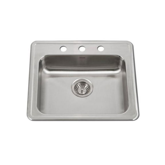 Houzer A2219-603-1 22 x 19 x 6 in. ADA Compliant Drop-in Top Mount 3-hole Deep Single Bowl Kitchen Sink - Stainless Steel