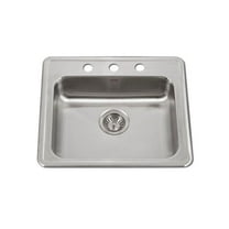 Houzer A2219-603-1 22 x 19 x 6 in. ADA Compliant Drop-in Top Mount 3-hole Deep Single Bowl Kitchen Sink - Stainless Steel