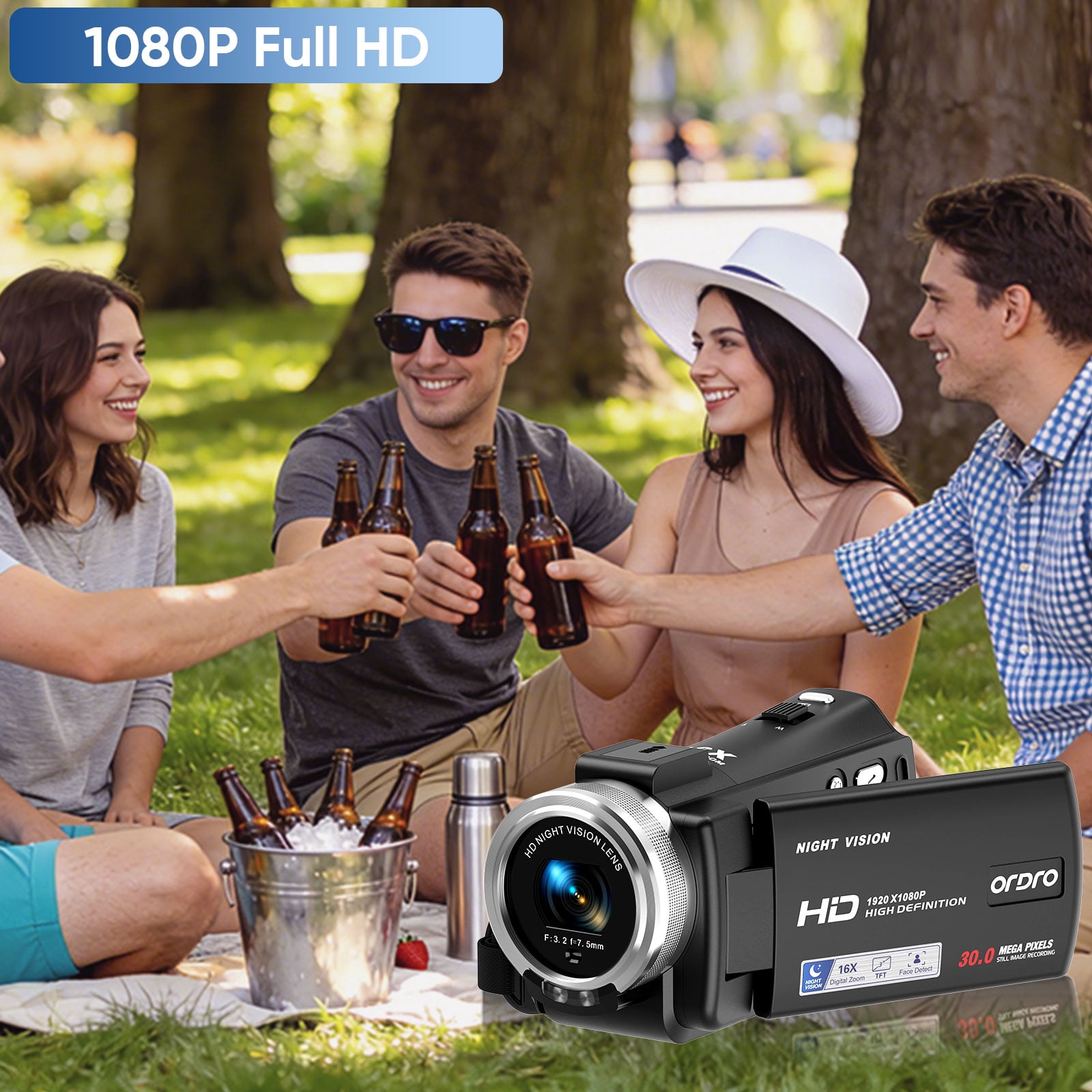 ORDRO HDV-V12 Video Camera Camcorder 16X Digital Zoom Night Vision Recorder 3.0 Inch Rotation LCD