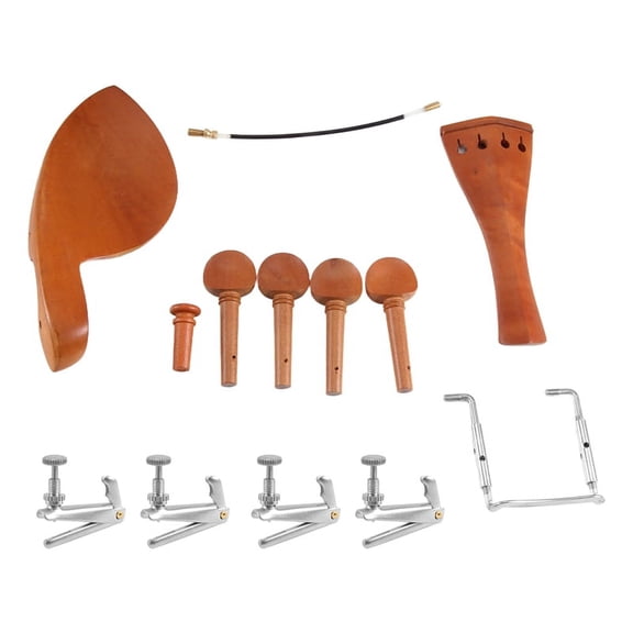 A Natural Jujube wood 4/4 violin Parts accessories Set of Fine-Tuning, Chinrest Chin Rest, Strings, Tail Nail, Tail Rope, Screw, Drawplates, Knob