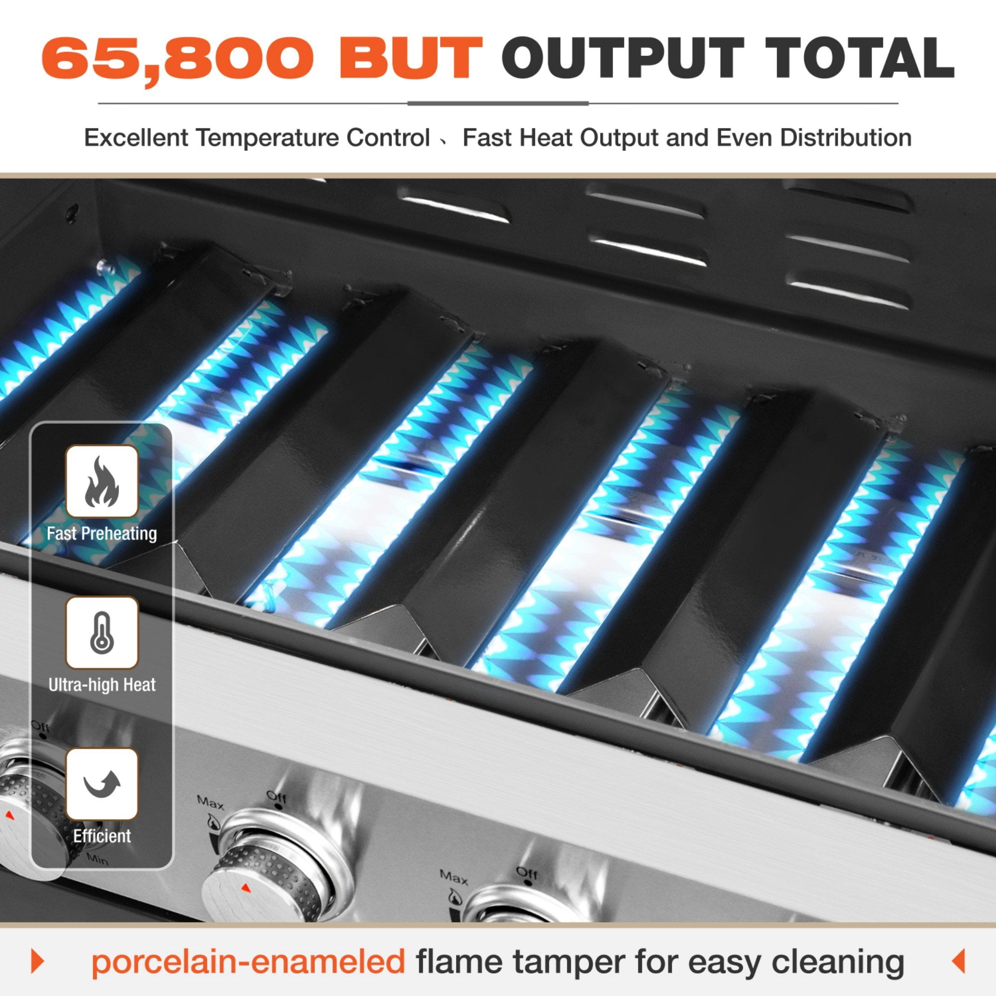 Summit Living 6 Burner Propane Gas Grill with Side Burner Stainless Steel BBQ Grill