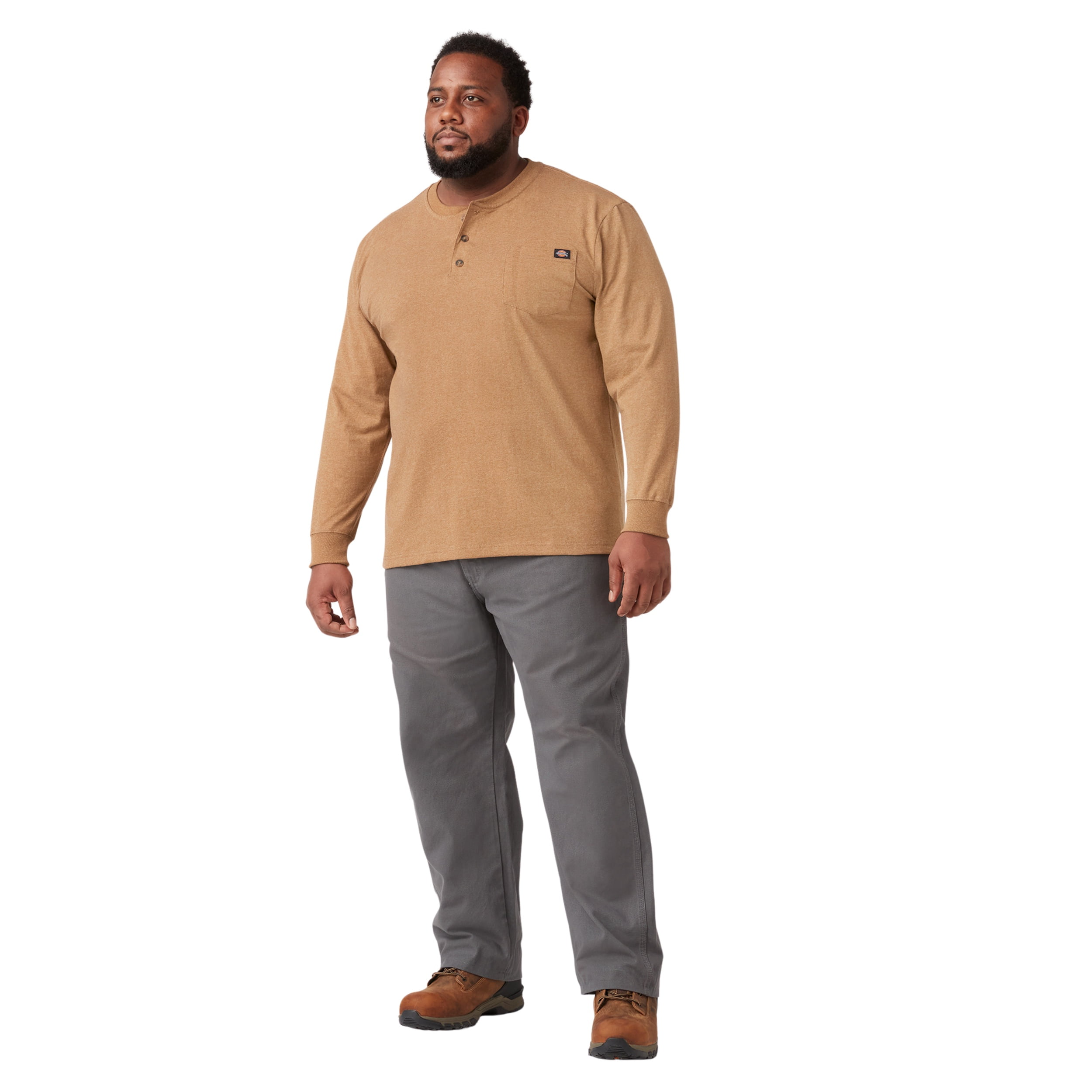 Dickies Men's and Big Men's Long Sleeve Heavyweight Henley T-Shirt